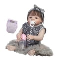 thumbnail image 1 of Muñeca Reborn perfecl 22 pulgadas ojos marrones juguete educativo, 1 of 8