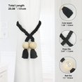 thumbnail image 3 of 2 Pack Magnetic Curtain Tiebacks Cotton Hand Woven Tie Back Decorative Rope Holdbacks for Curtains Draperies No Tools Required, Black, 3 of 6