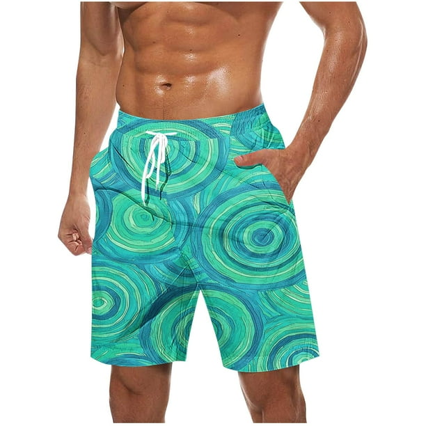 Pantalones Cortos para Hombre de Cintura Elástica con Bolsillos Pantalones de Playa de Impresión Casual, Poliéster Ligero de Moda para la Primavera Verano Al Aire Libre Y el Uso Diario