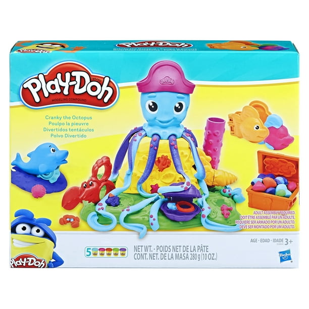 Play-Doh Cranky the Octopus Set with 5 Cans of Play-Doh & 5+ Tools ...