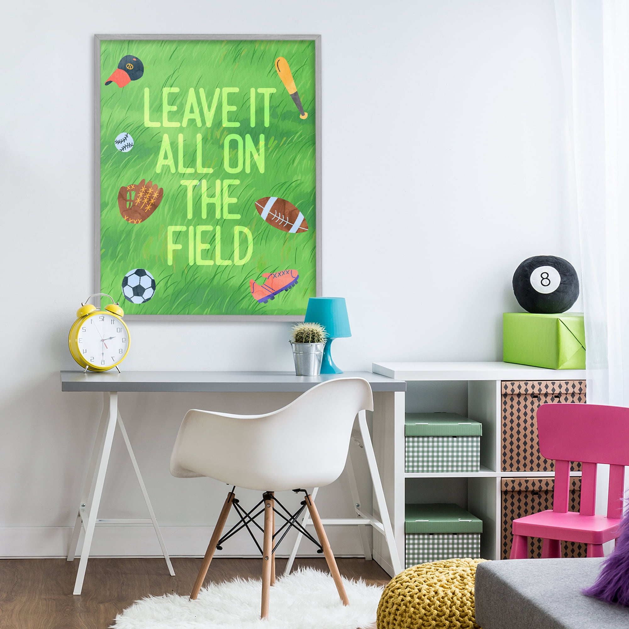 Stupell Industries Leave It On The Field Gray Framed Giclee Art, design by Lil' Rue