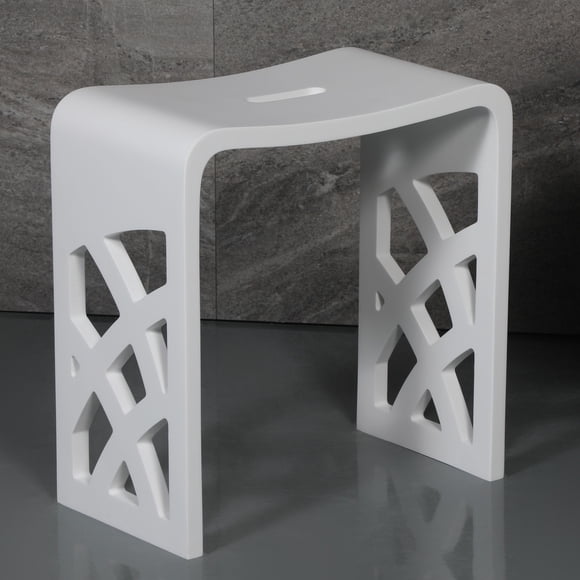 Taburete de baño / ducha de resina de superficie sólida mate blanco de diseñador