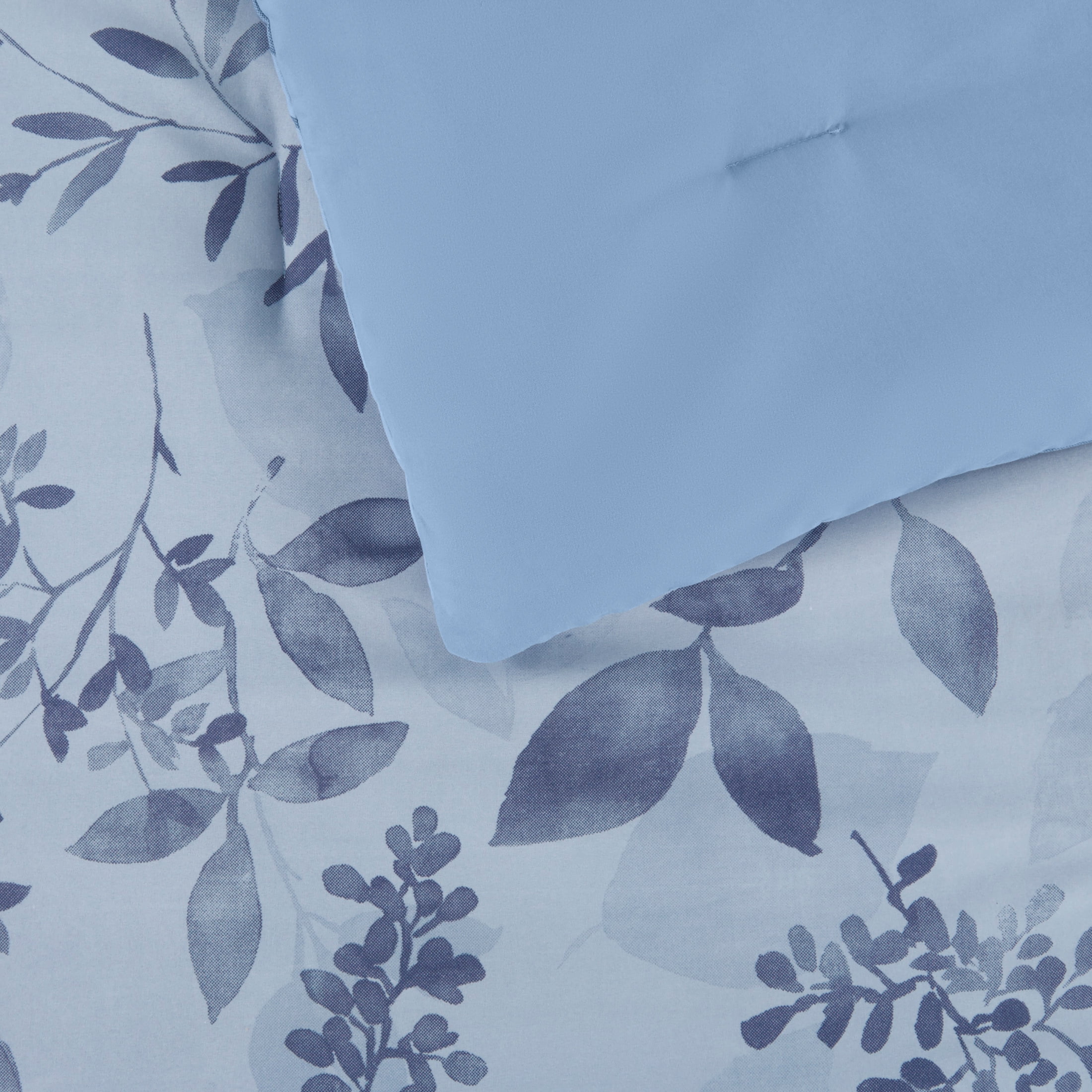 Mainstays All in One Reversible Comforter and Sheet Set- 11 Piece, Full, Blue Floral