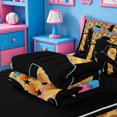 thumbnail image 5 of meiyoeat Girls Baseball Games Zipper Full Size Comforter Sets with Fitted Sheet and 2 Pillowcases For Ball Gamer,Colorful Ice Cream Drip Zipper Bedding Set For Kids,Black Reversible,4 Pieces, 5 of 7
