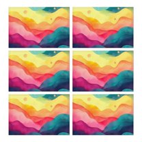 Colorful Tie Dye Wave Pattern Summer Placemats Table Placemats Set Of 6-Linen Kitchen Washable Placemats Table Mats 11.8"x17.7" Non-Slip Heat Resistant