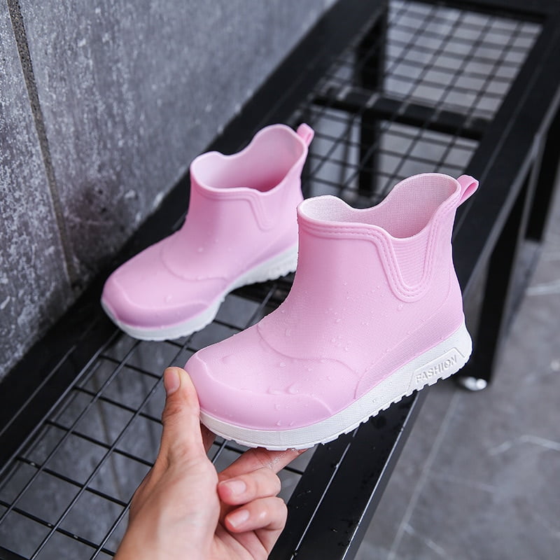 Jhcug Japanese Style Fashion Child Rain Boots Non Slip Boys And Girls Teens All Match Waterproof Outside Water Shoes Simple Non Slip Pink