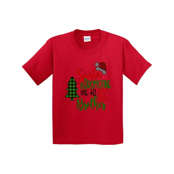 Inktastic Santa is Promoting Me to Big Brother Green Plaid Tree Youth T-Shirt