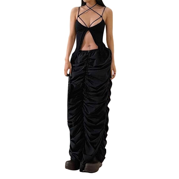 KelaJuan Women Backless Camisole Summer Casual Solid Color Sleeveless Halter Neck Crop Tops for Streetwear Clubwear