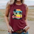 thumbnail image 1 of LSLJS Women's Womens Blouse Sans Manches Imprimée Mode Décontractée Round Neck Slim Pullover Tops, Tank Tops, 1 of 5