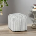 thumbnail image 2 of LR Home Small Chevron Indoor Square Pouf, Gray/White, 18" x 18" x 14", 2 of 8