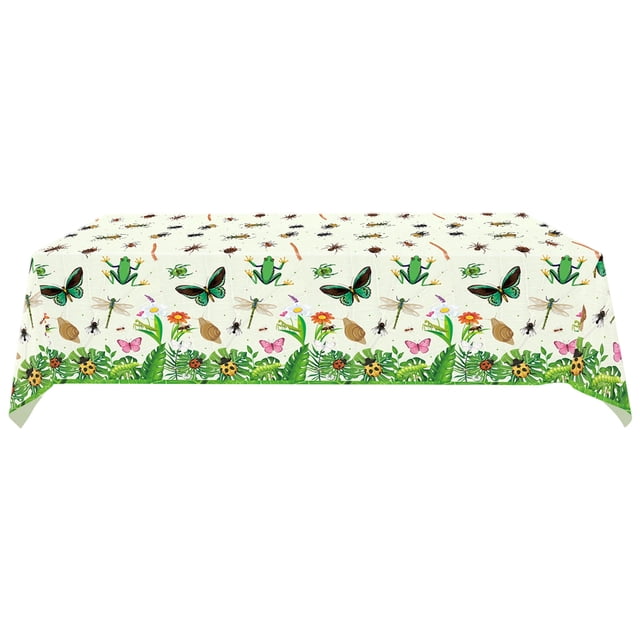 Deeceymbur 108x54 Inch Easter Insect Plastic Tablecloth Party Table Cover for Spring Holiday Events Celebrations