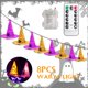 thumbnail image 1 of Decoraciones de bruja para Halloween, 6-8 piezas, araña colgante para exteriores, sombreros de bruja, Control remoto, guirnalda de luces para Halloween, patio de jardín, 1 of 4
