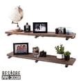 thumbnail image 4 of 36 in. x 7.5 in. x 6.75 in. Sunset Brown Restore Wood Wall Shelving with Industrial Steel Pipe Straight Brackets, 4 of 8