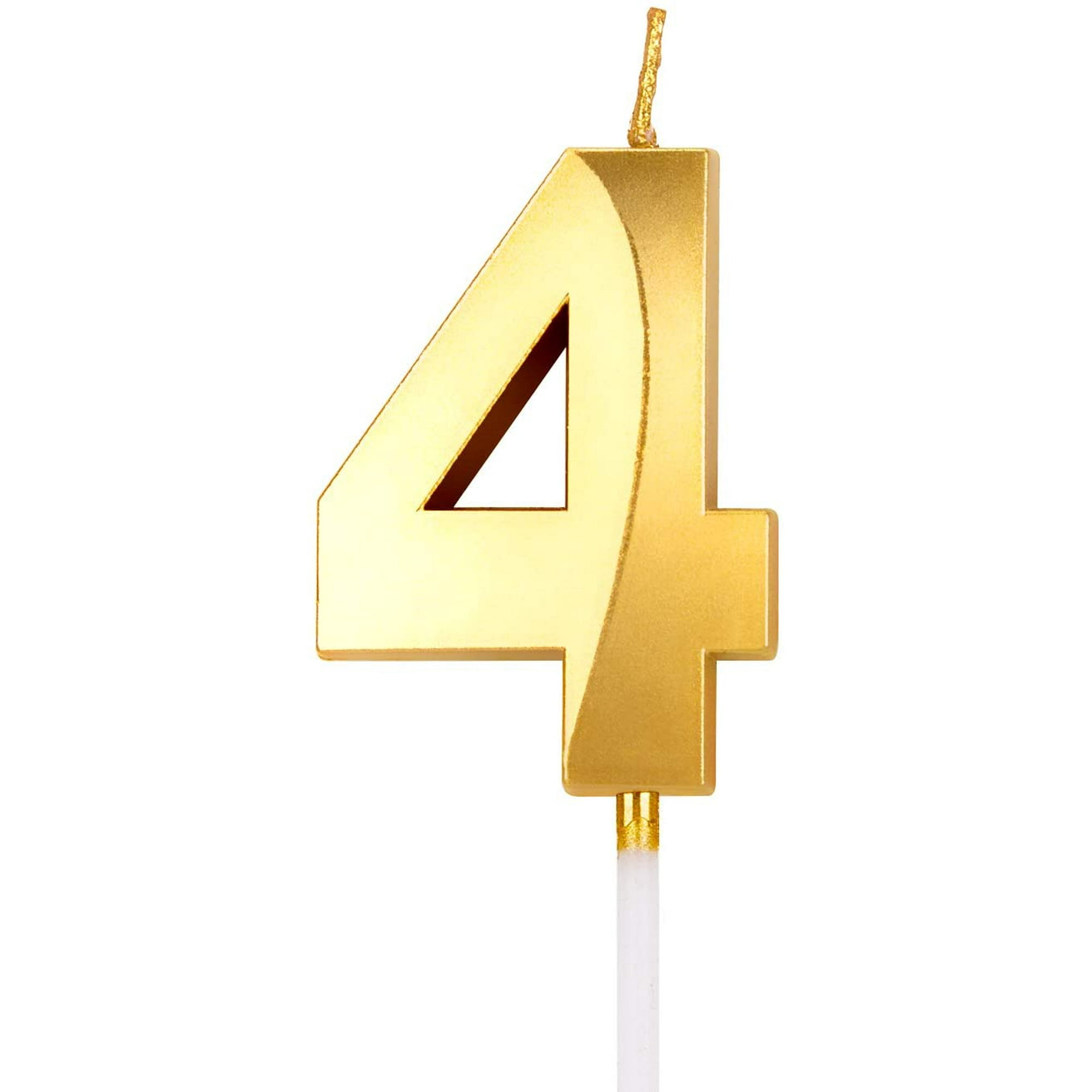 Tuydeen Gold 3d Diamond Shape Happy Birthday Cake Candles With Fold Design Number Candles Number 4 Birthday Candle Cake Topper Decoration For Party Kids Adults Walmart Canada