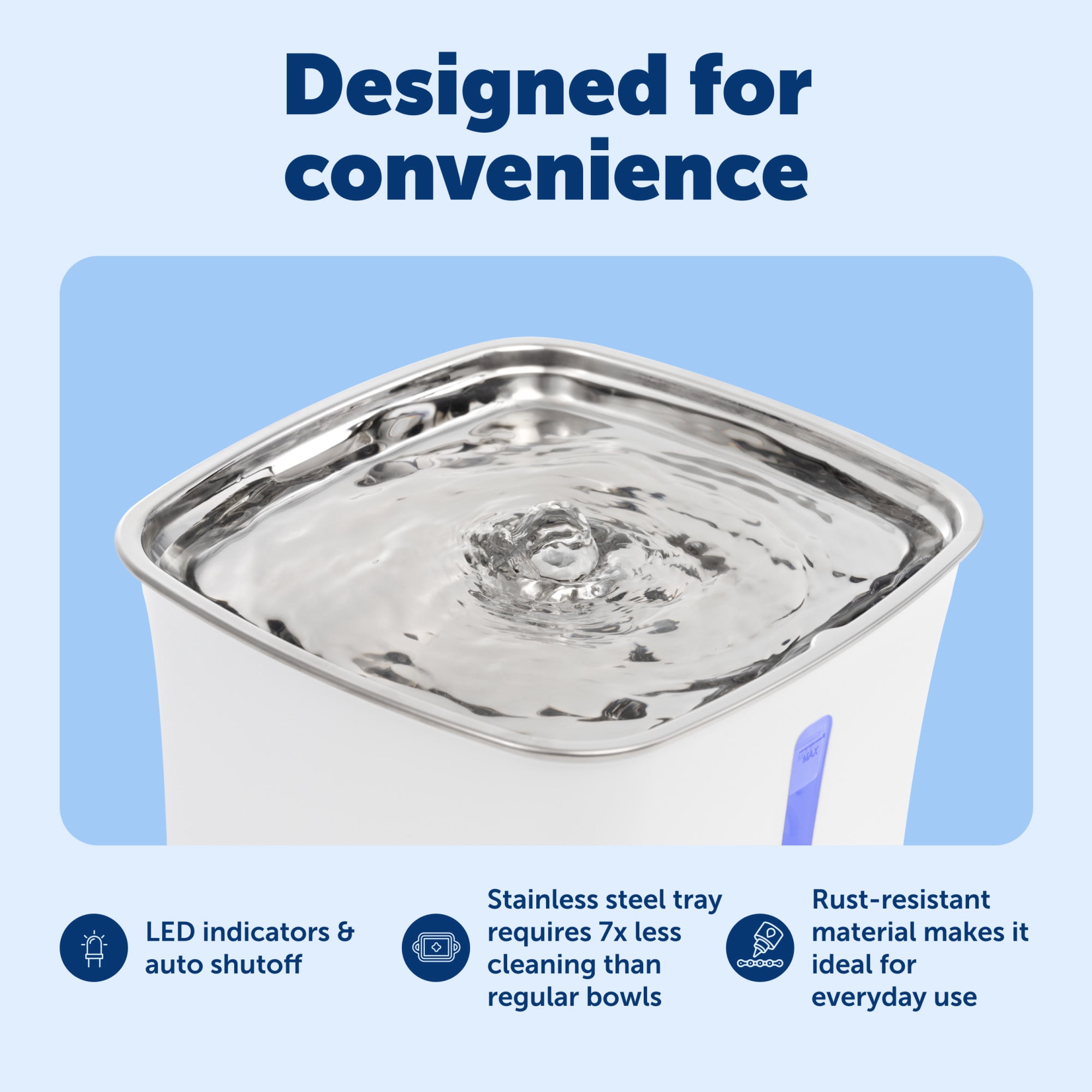PetSafe Viva Cat Water Fountain 64oz, Stainless-Steel Bowl, Whisper Quiet Pump