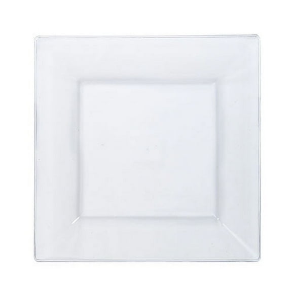 Lillian Plastic Dinnerware Square Plastic Plate, 8", Clear, 10 Ct