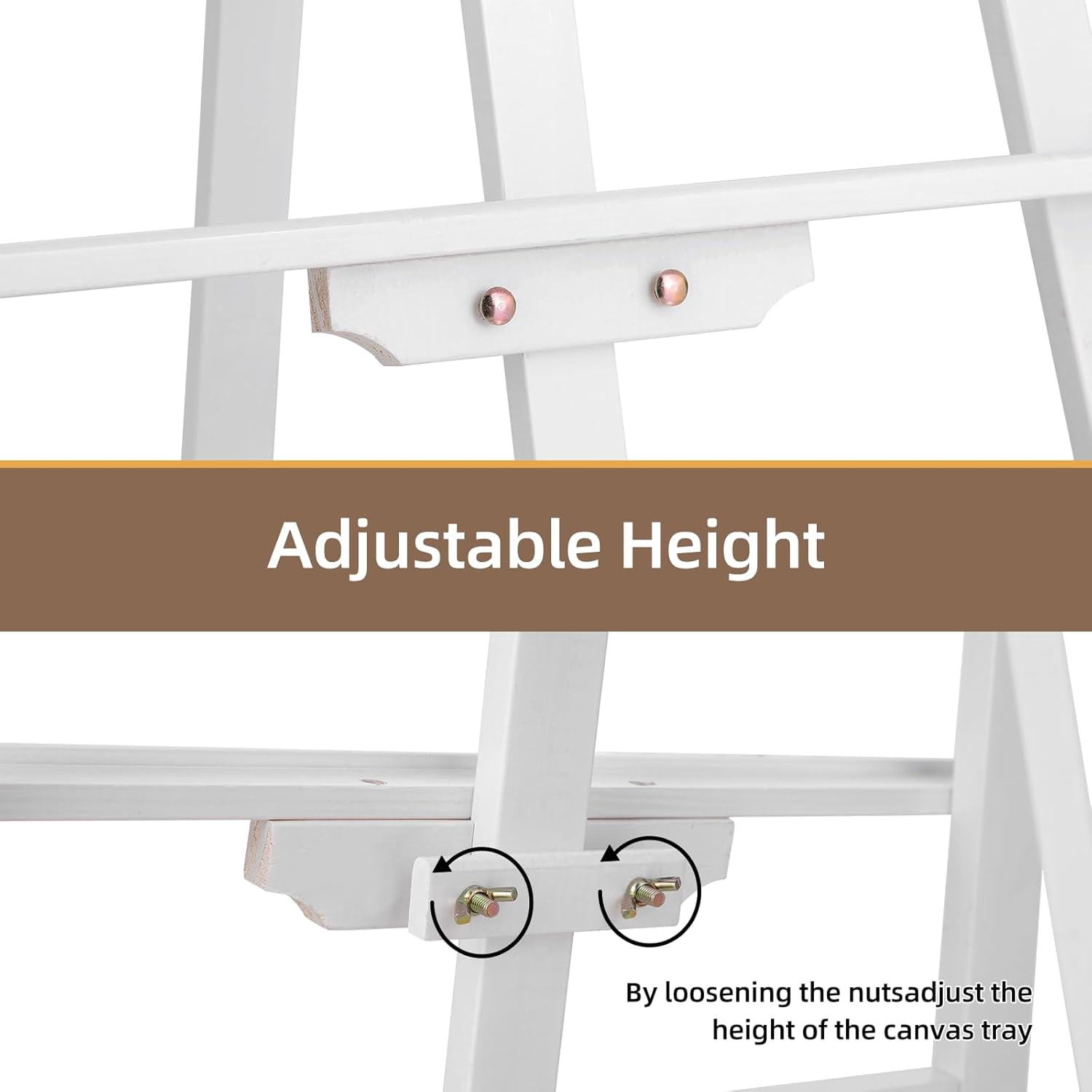 LAVFOX Adjustable Wooden Easel Stand for Painting Canvas, Folding Art Display Easel for Wedding Sign and Poster, Fits Up to 42 Inches, White