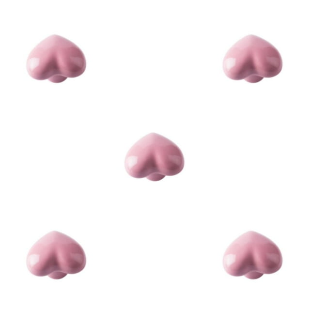 kurtrusly Cabinet Handle Heart Shape Solid Color Replacement Decorative Home Kitchen Bathroom Drawer Door Pull Knob Accessories Pink 5Set