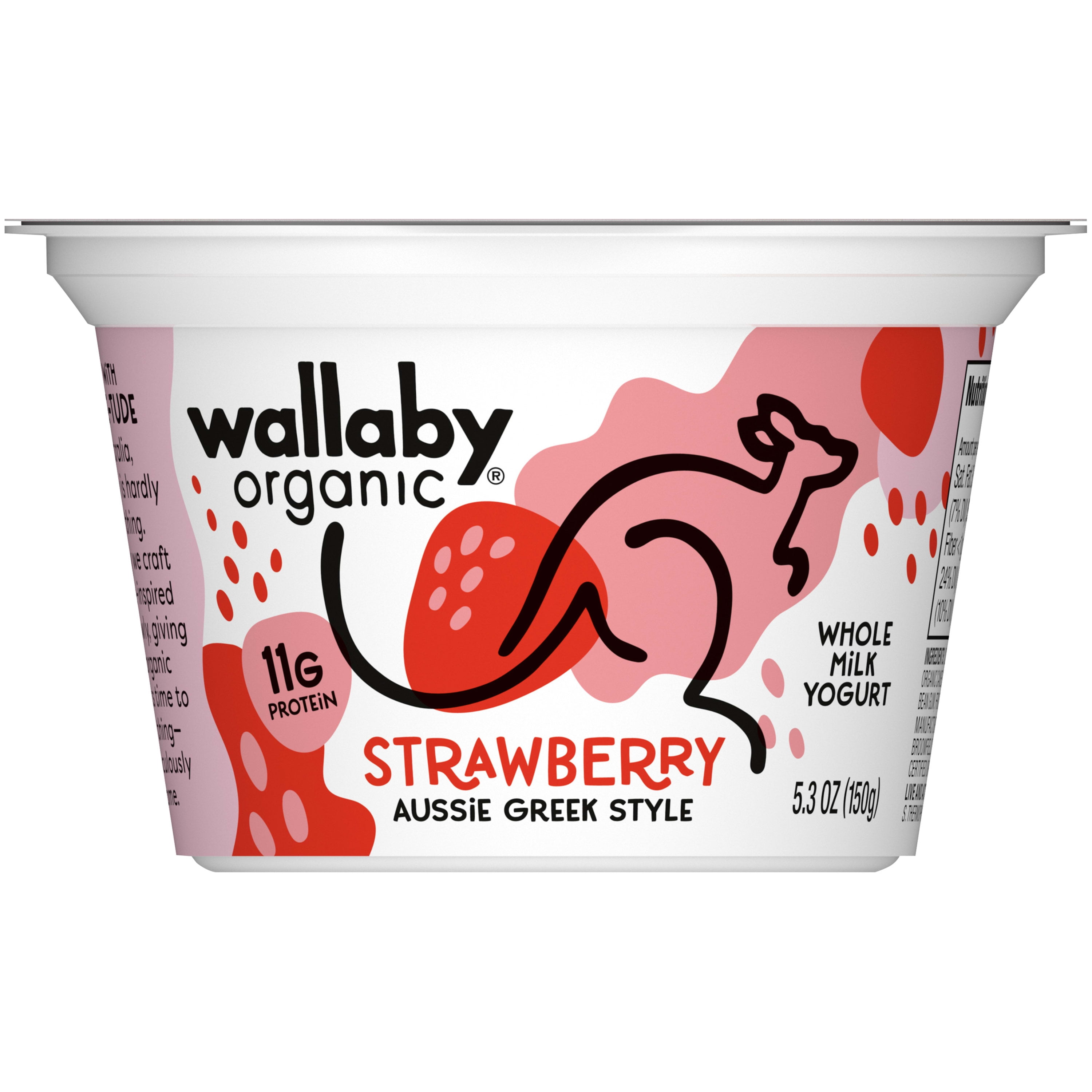 Wallaby Organic Strawberry Whole Milk Greek Yogurt, 5.3 Oz. Walmart
