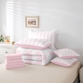 thumbnail image 5 of Manfei Teens Buffalo Plaid Bedding Comforter Set 7pcs, Fashion Pink Square Checkered King Bedding Sets, Art Abstract Ombre Reversible Bed Sheets, Super Cozy Room Decor, 5 of 7