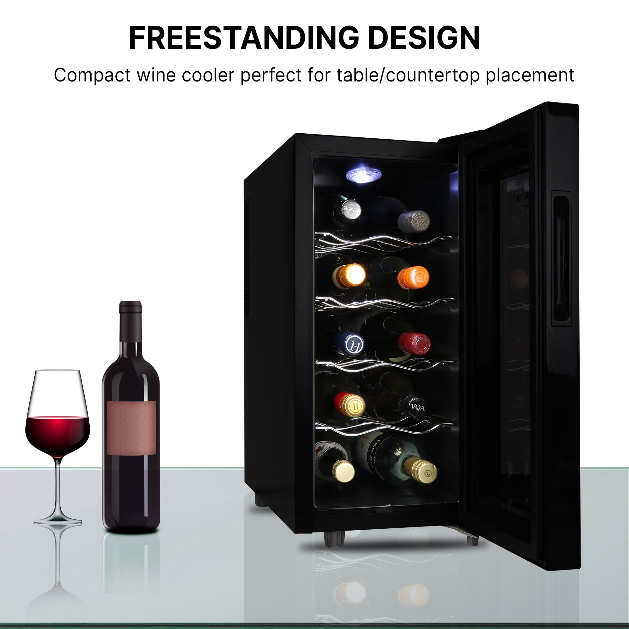 Compact 10 Bottle Wine Cellar and Cooler for Small Spaces and Travelers
