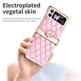 thumbnail image 4 of MonsDirect for 6.7 inch Samsung Galaxy Z Flip 3 5G 2021 Case, Hinge Protection Plating Frame Hard PC Shell PU Leather Cover Durable Shockproof with Finger Ring Stand Holder for Galaxy Z Flip 3, Pink, 4 of 7