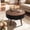 31.5" - Brown & Black, variant on 31.5" Round Coffee Table with Carved Top, Modern Accent Side Nightstand, Multi-scene Use for Living Room Bedroom Office, Brown & Black