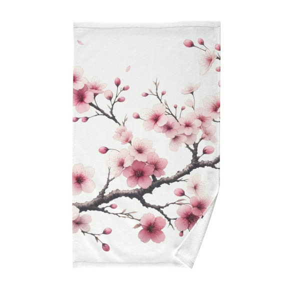 Pink Cherry Branch Cotton Face Towels Absorbent Hand Towel Soft Bathroom Towel for Kitchen Hotel Decoration