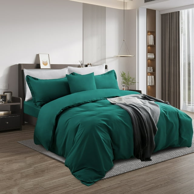 RUIKASI Dark Green Duvet Cover King Size Soft King Duvet Cover Set,3