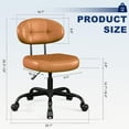 thumbnail image 3 of Misolant Vanity Chair with back, Small Armless Cute office Chair with wheels and Lumbar support, Comfy PU Leather Desk Computer Chairs with Adjustable Height, 360°Swivel for Home Bedroom Office, 3 of 15