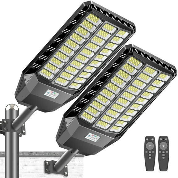 Adewalk 2 Pack Solar Street Light Outdoor 6000W, 480000 Lumens Dusk to Dawn LED Solar Flood Light Motion Sensor, Solar Lights Outdoor Waterproof with Remote Control for Parking Lot, Backyard
