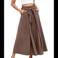 thumbnail image 1 of Pantalones de Playa Casuales, Holgados, Estilo Palazzo, de Cintura Alta y Abertura para Mujer, Estilo Bohemio, con Bolsillos para Verano. Marrón XXL, 1 of 10