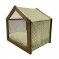 thumbnail image 2 of Taupe Pet House, Romantic Lively Meadow Inspired Spring Yard Flowers Feminine Fashion Bouquet, Outdoor & Indoor Portable Dog Kennel with Pillow and Cover, 5 Sizes, Indigo Yellow Taupe, by Ambesonne, 2 of 5