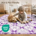 thumbnail image 4 of ODIKA Purple Checkered Plaid Interlocking Motif Grid Crisp Border Symmetrical for Great Room, Indoor Open Concept, Large Living Low Profile Flatwoven, 4 of 7