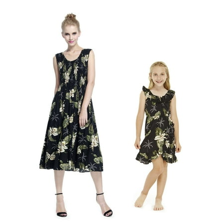 

Mother & Daughter Matching Hawaii Luau Tank Dress Girl Wrap in Palm Green