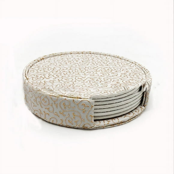 Leather Marble Coaster Set