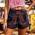 thumbnail image 6 of TEAJOPSUU Womens Oktoberfest Shorts Embroidered High Waist Side Lace Up Traditional with Pockets Shorts Navy, 6 of 6