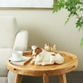 thumbnail image 2 of 11" x 6" Cream Polyresin Sleeping Cow Sculpture with Sitting Roosters and Chicks, by DecMode, 2 of 9