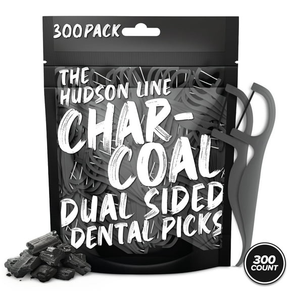 Dental Floss Picks 300 Count Plant Based Dental Floss Picks Eco Friendly Charcoal Tooth Floss