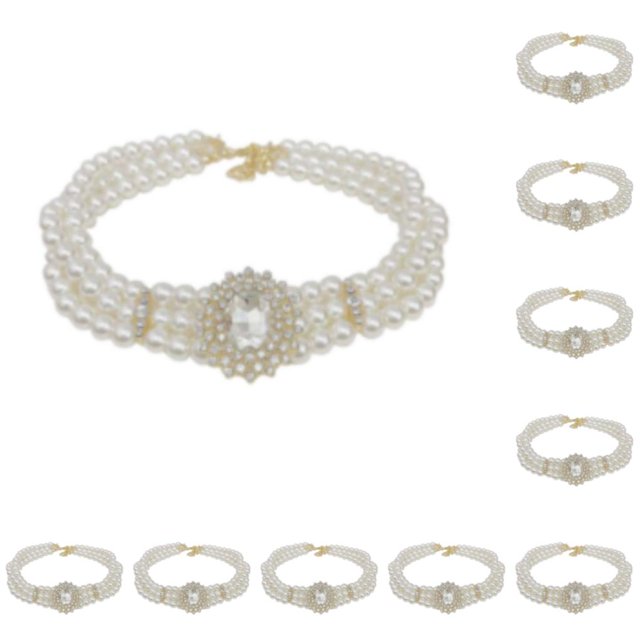 Sonducket Impresionante gargantilla de perlas vintage para mujer Exquisita colección de joyas con múltiples filas de collar de perlas collar 10Conjunto