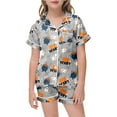 thumbnail image 4 of Gelikeya Boys Silk Pajamas Set Size 8-9 Halloween Pajamas Short Sleeve T Shirts Shorts 2pc Outfits All Saints' Day Sleepwear Teen Girl Clothes 2-13Y (Light Gray, 8-9 Years), 4 of 5