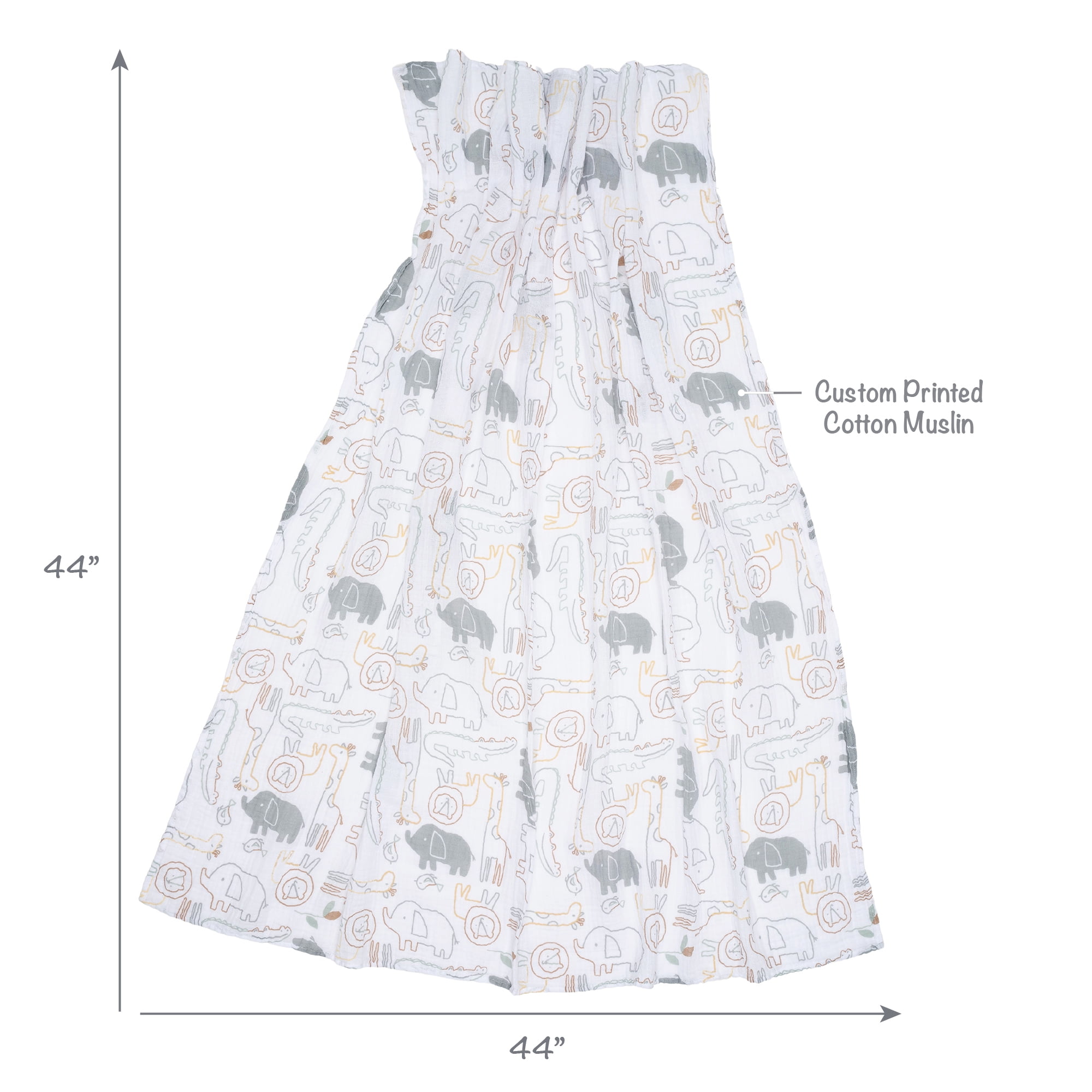 Lambs & Ivy Jungle Story 100% Cotton Muslin Safari Swaddle Blankets - 2 Pack
