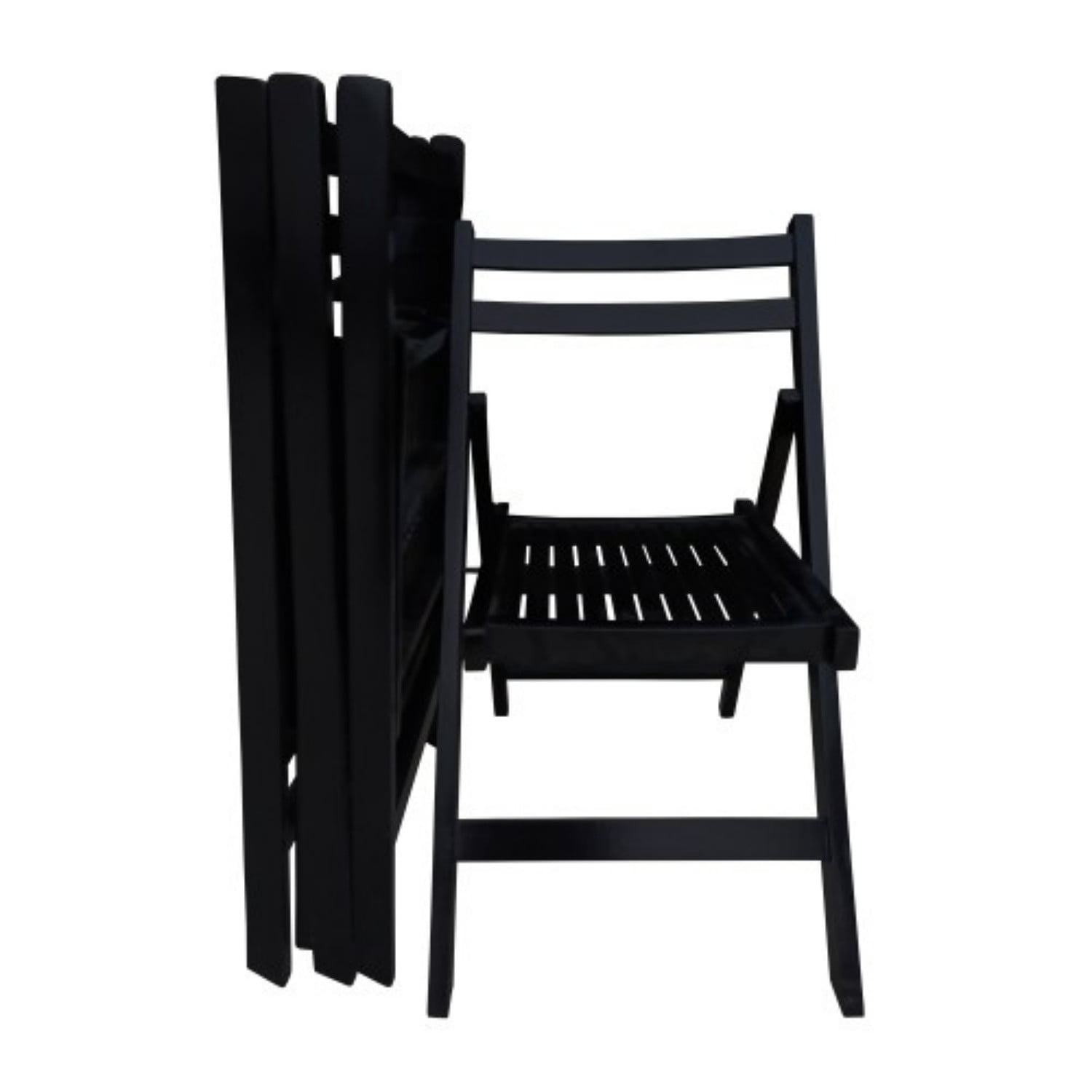 Folding Chairs Set of 4, Solid Wood Folding Chairs with Slatted Seat, Portable Event Chairs for Dining Room, Kitchen, Wedding & Party, Black