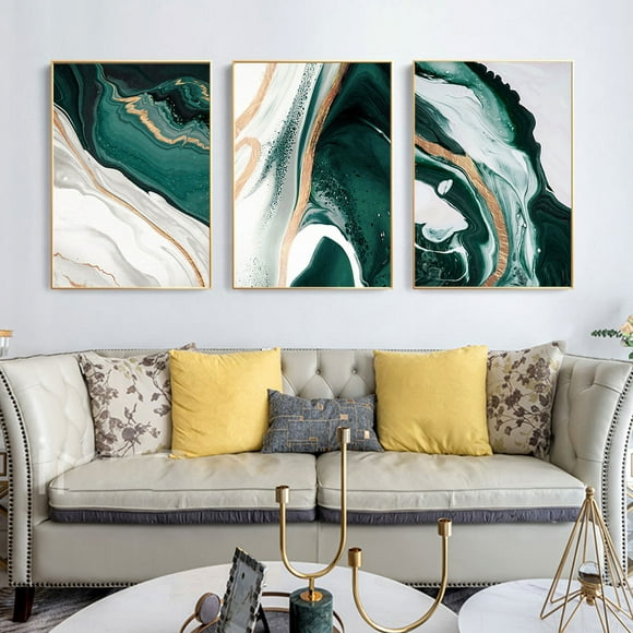 Lubelski Modern Abstract Gold Foil Line Green Canvas Decorative Art Frameless Painting