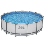 Bestway: مجموعة حمامات سباحة Steel Pro MAX 15 X 48 فوق سطح الأرض - 4231 جالون، حمام سباحة عائلي خارجي، مقاوم للتآكل والثقب، يتضمن فلترًا ومضخة وسلمًا وغطاء