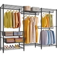 thumbnail image 1 of Zocalo Perchero Metálico 194x175cm Rack Organizador de Ropa Industrial con Cestas Deslizantes, Estantes Ajustables y Capacidad de 400 kg, Armario Abierto para Dormitorio, Color Negro, 1 of 8