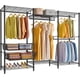 thumbnail image 1 of Zocalo Perchero Metálico 194x175cm Rack Organizador de Ropa Industrial con Cestas Deslizantes, Estantes Ajustables y Capacidad de 400 kg, Armario Abierto para Dormitorio, Color Negro, 1 of 8