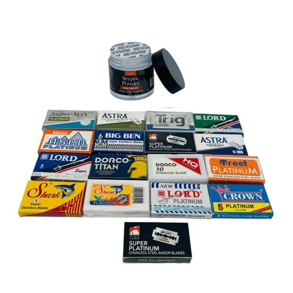 G.B.S Double Edge Safety Razor Blade Variety Pack- 120 Blades - Perfect |Barber Choice Double Edge Razors: Satisfaction | Chrome |Pack of 1