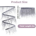 thumbnail image 2 of 1Bag 2.2 Yards Feather Trim Fringe Ostrich Feather Womens Clothing Strand Costume Accessories 3-4 Inch Natural Feathers Fringe Trims Ribbon for Dress Sewing Wedding Decoration Light Gray, 2 of 9