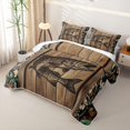 thumbnail image 3 of meiyoeat Rustic Pike Fish Quilt King for Men Boys, Autumn Wood Camo Branches Leaf King Coverlet Set, Brown, 3pcs, 3 of 7